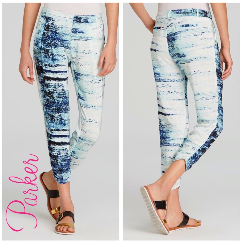 Parker Devlin Satin Gathered Ankle Pants